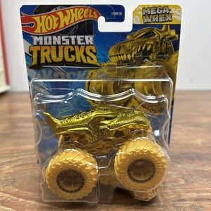 2023 Hot Wheels Monster Trucks GOLD MEGA-WREX Dinosaur Truck Mattel HWR70-LA10